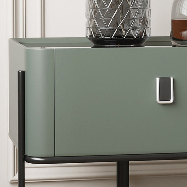 Minimalist Geometric Glass Wood Nightstand 1-Drawer