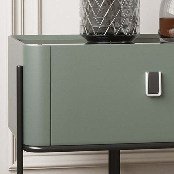 Minimalist Geometric Glass Wood Nightstand 1-Drawer