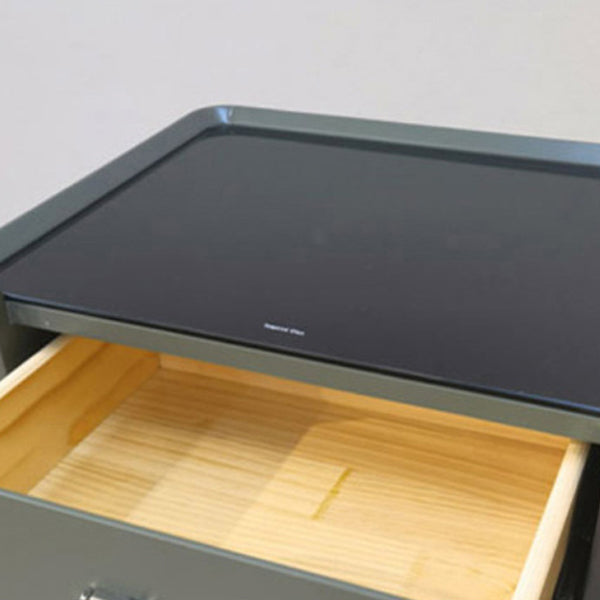 Minimalist Geometric Glass Wood Nightstand 1-Drawer
