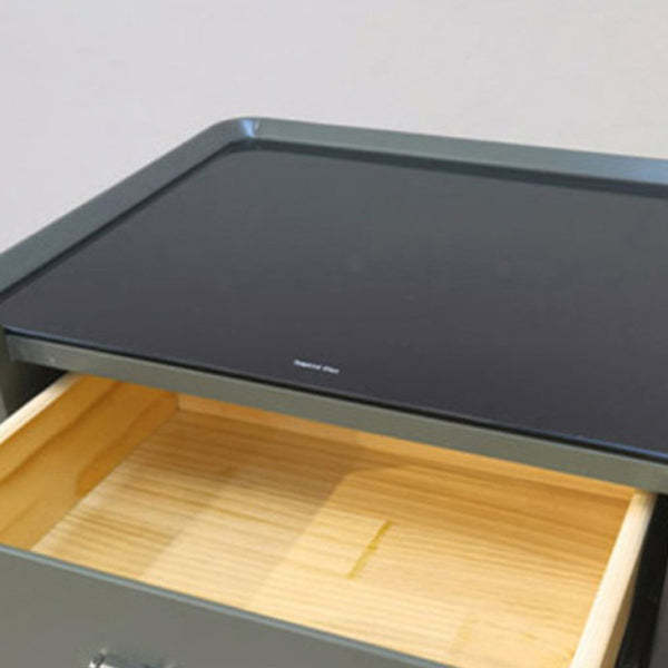 Minimalist Geometric Glass Wood Nightstand 1-Drawer