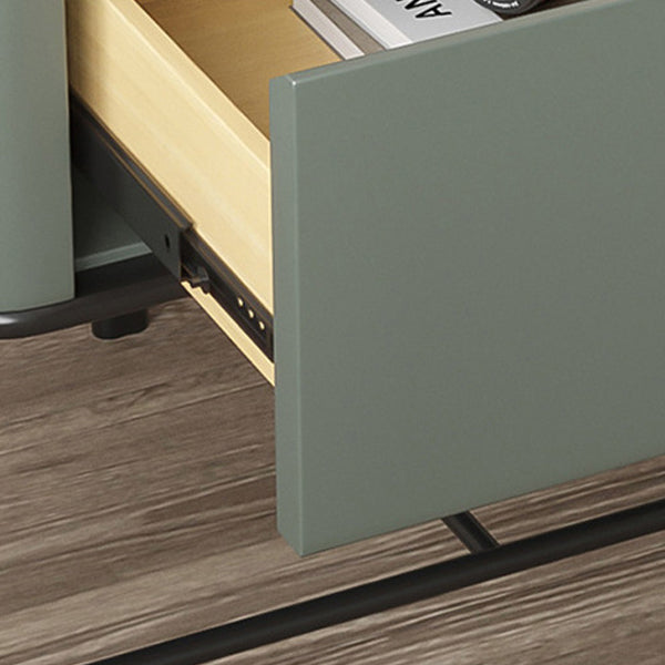 Minimalist Geometric Glass Wood Nightstand 1-Drawer