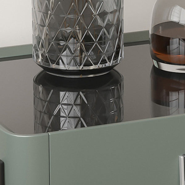 Minimalist Geometric Glass Wood Nightstand 1-Drawer