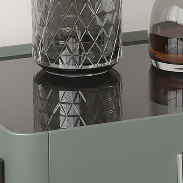 Minimalist Geometric Glass Wood Nightstand 1-Drawer