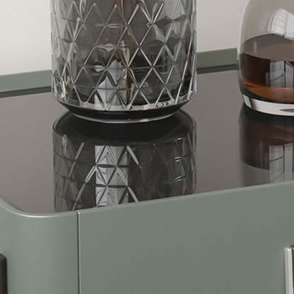 Minimalist Geometric Glass Wood Nightstand 1-Drawer