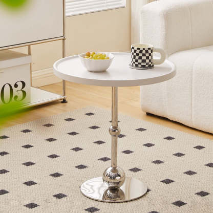 Nordic Glass Steel Round End Table — White Table Top