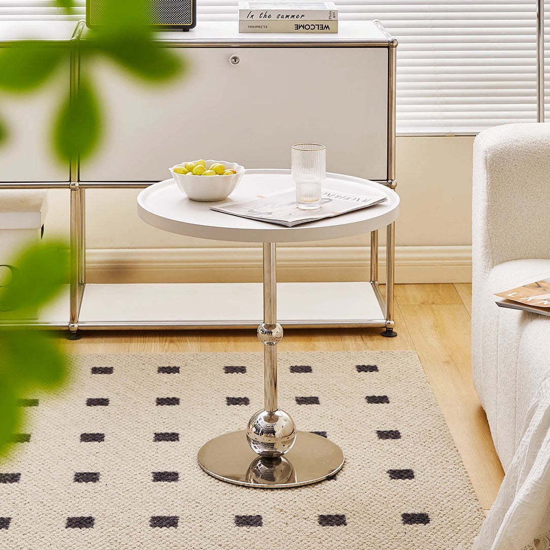 Lighom nordic round end chrome end & side tables in steel glass