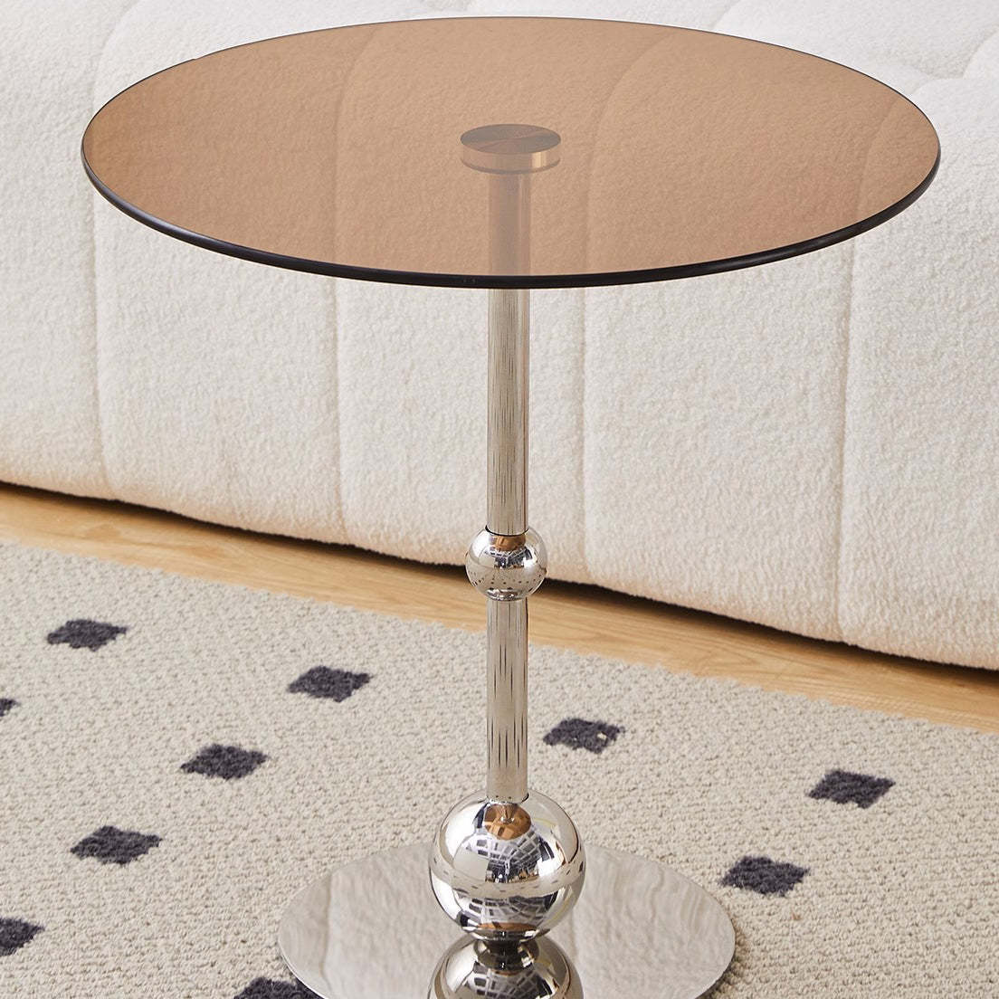 Nordic Glass Steel Round End Table