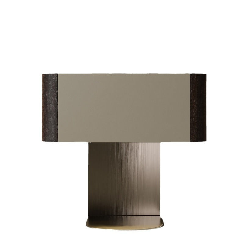Modern Sintered Stone Smoked Wood 1-Drawer Nightstand