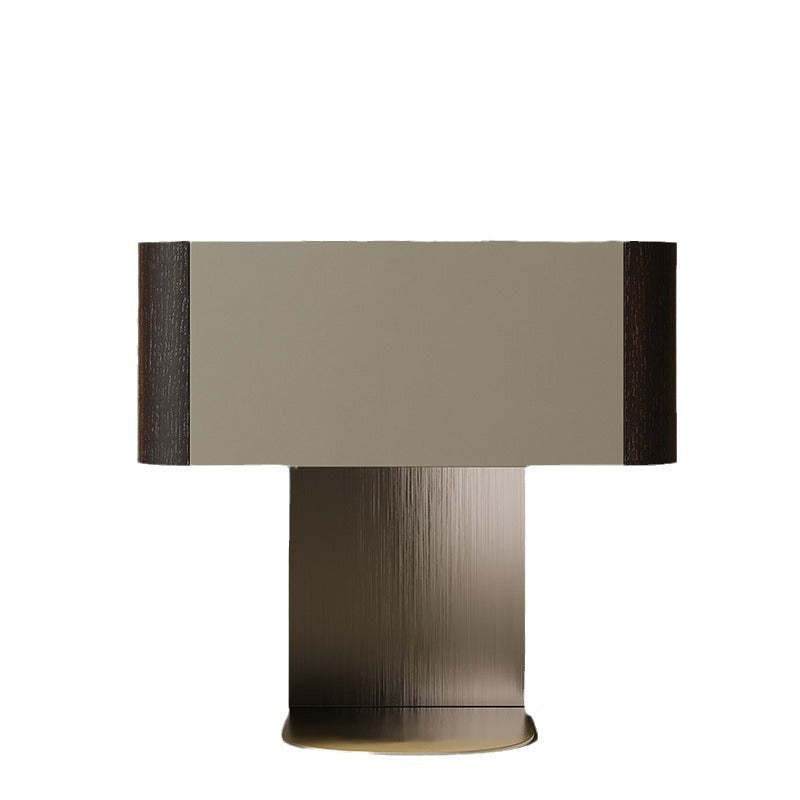 Modern Sintered Stone Smoked Wood 1-Drawer Nightstand