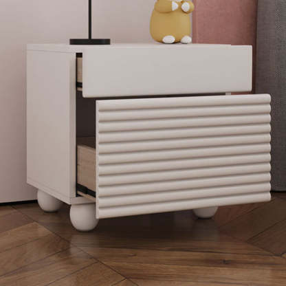 Nordic Wood Cube Nightstand 2-Drawer
