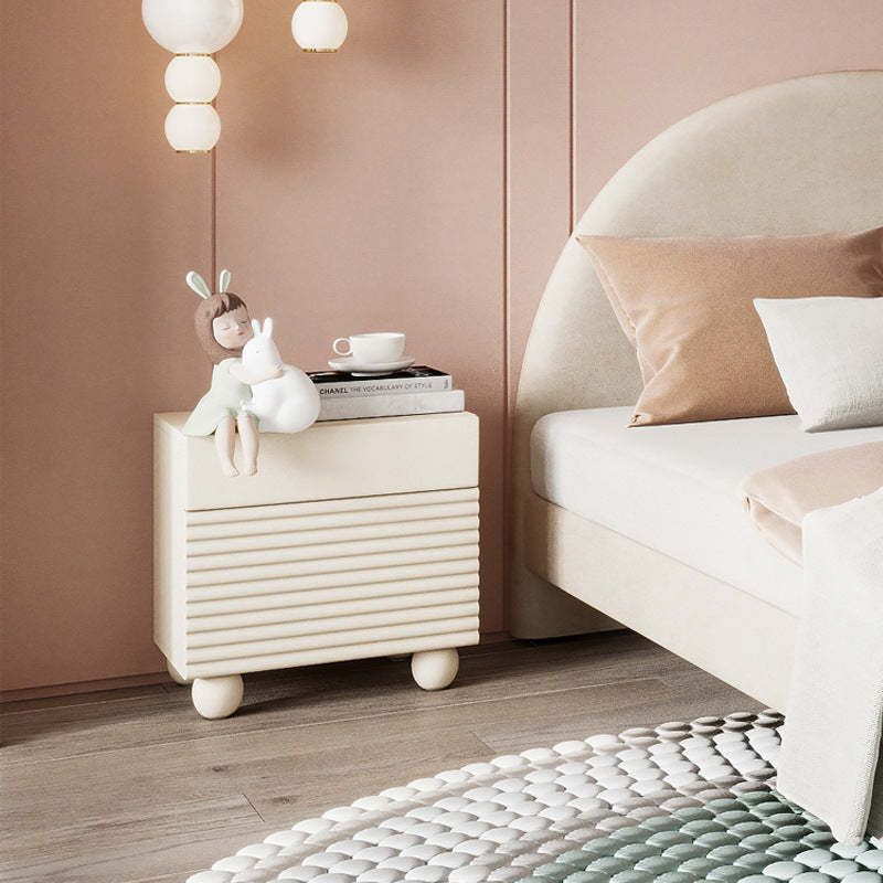 Nordic Wood Cube Nightstand 2-Drawer