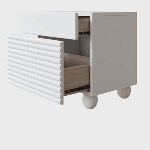Nordic Wood Cube Nightstand 2-Drawer