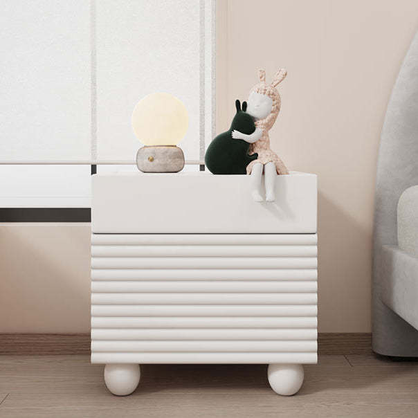 Nordic Wood Cube Nightstand 2-Drawer — White
