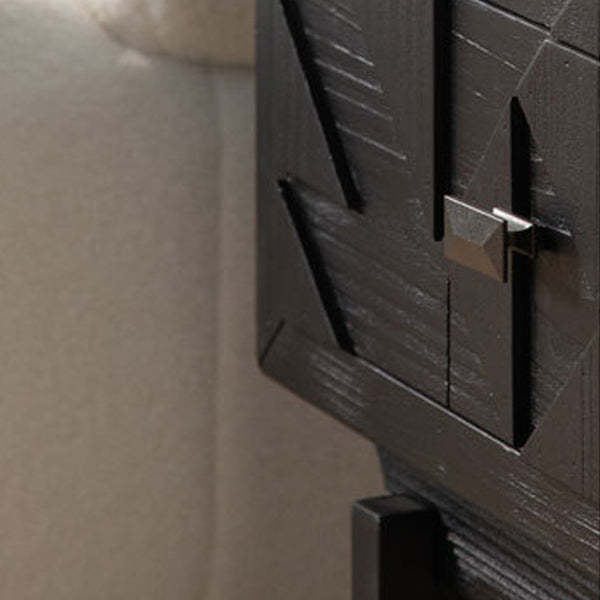 French Wood Cube Nightstand 2-Drawer