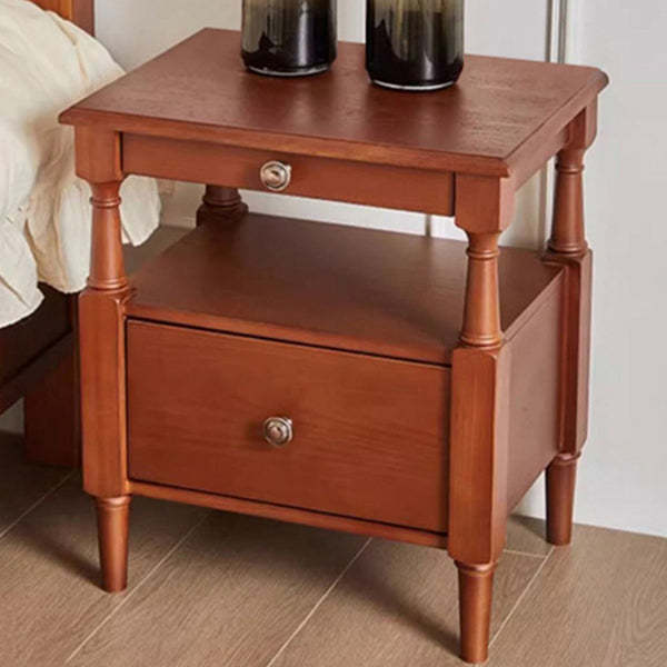 Vintage Wood Nightstand 2-Tier Drawer