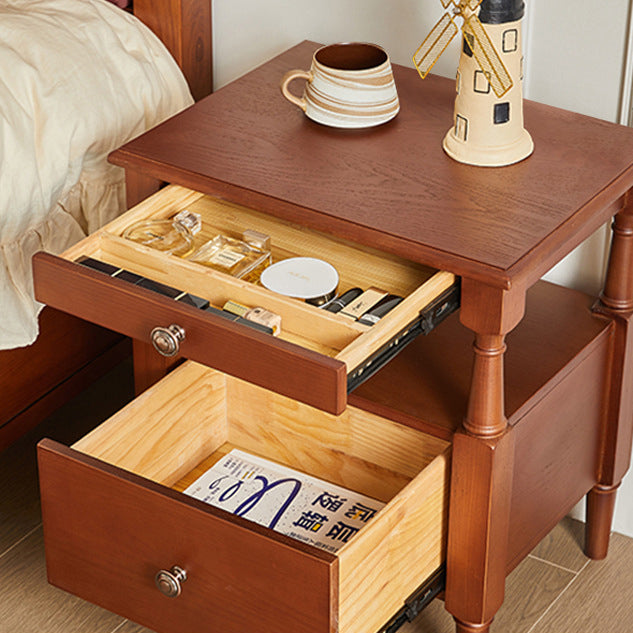 Vintage Wood Nightstand 2-Tier Drawer