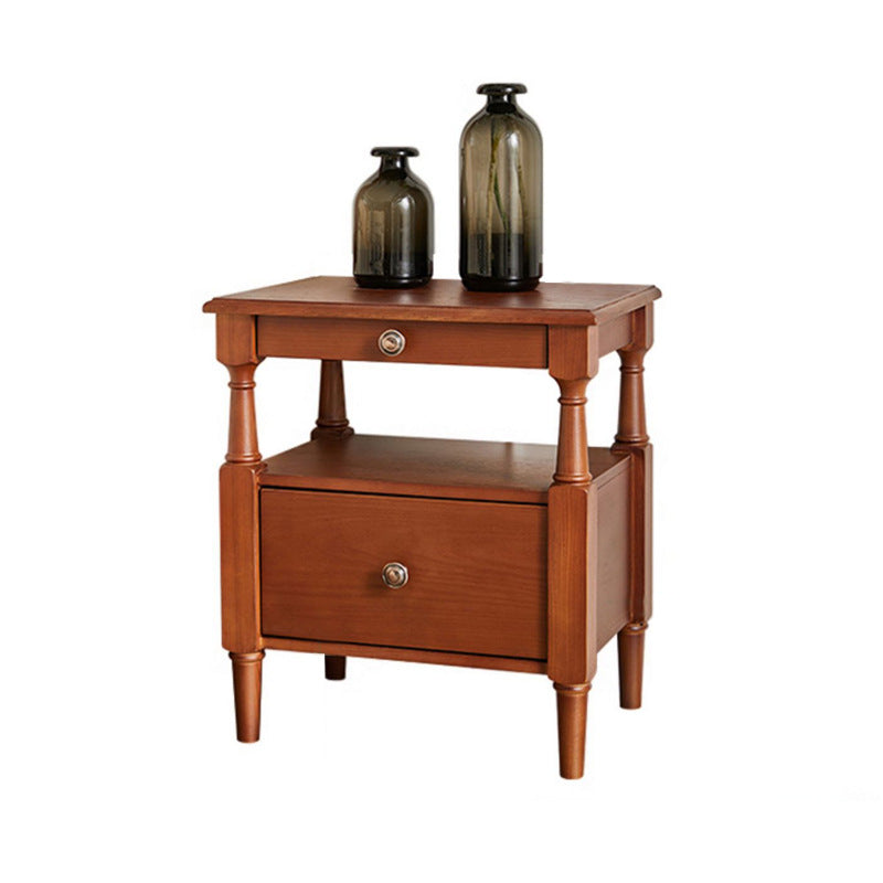 Vintage Wood Nightstand 2-Tier Drawer