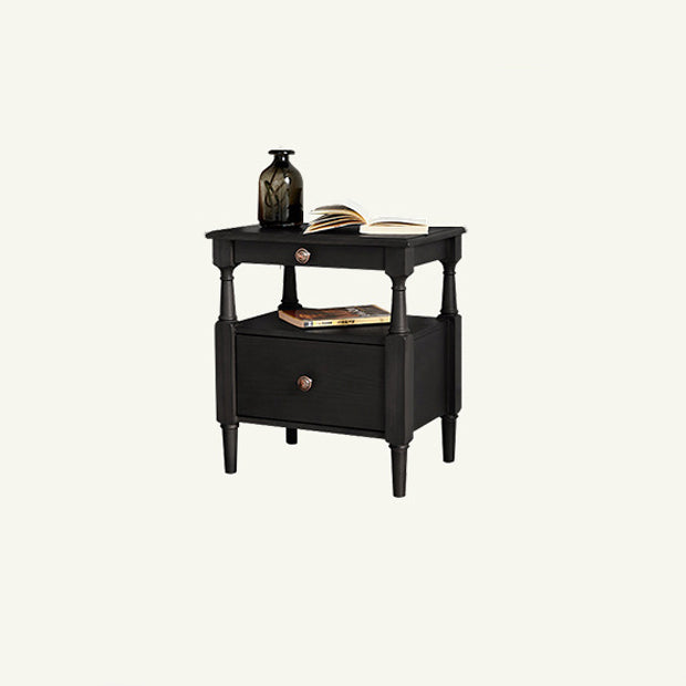 Vintage Wood Nightstand 2-Tier Drawer