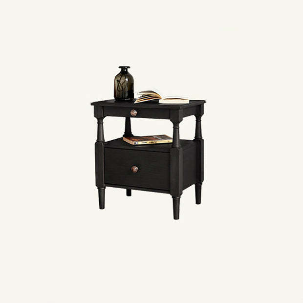 Traditional drawer 2-tier wood nightstands in wood metal