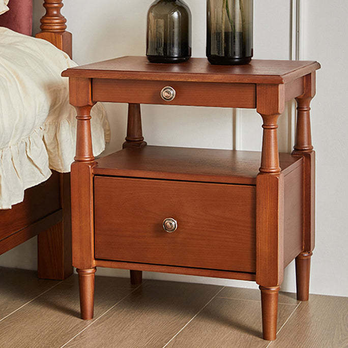 Vintage Wood Nightstand 2-Tier Drawer — Black