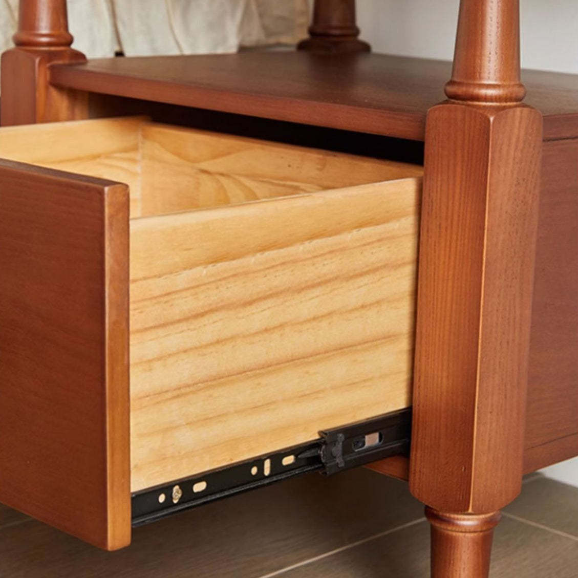 Vintage Wood Nightstand 2-Tier Drawer
