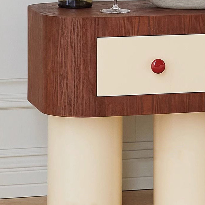Nordic Rounded Engineered Wood Wood Nightstand 1-Drawer