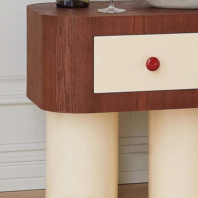 Nordic Rounded Engineered Wood Wood Nightstand 1-Drawer