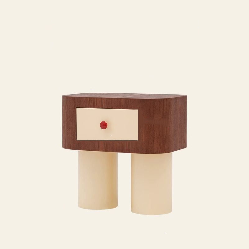 Nordic Rounded Engineered Wood Wood Nightstand 1-Drawer
