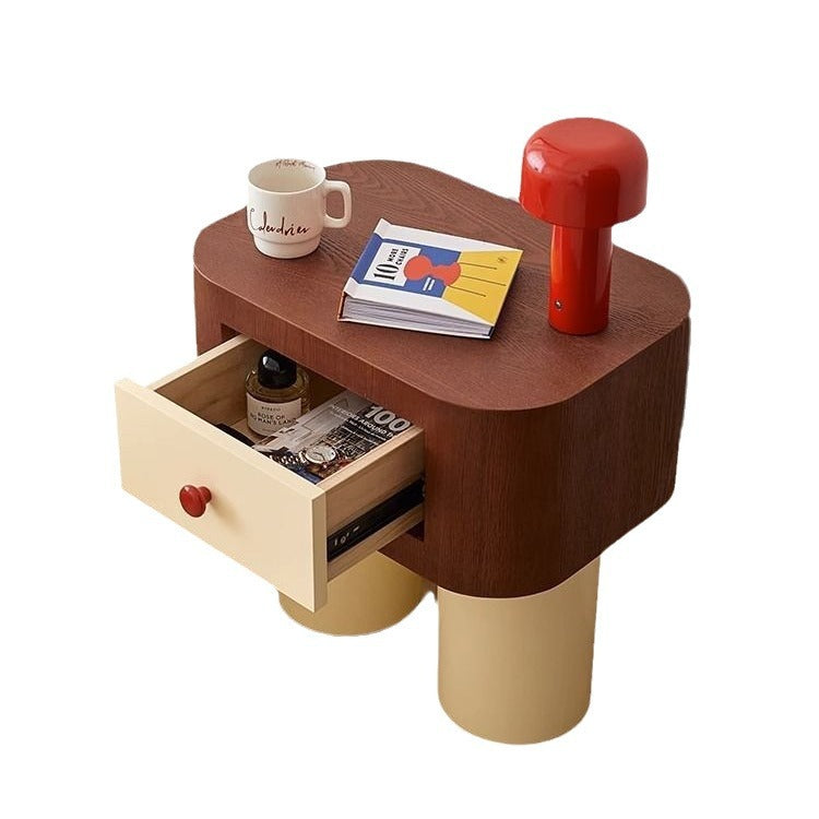 Nordic Rounded Engineered Wood Wood Nightstand 1-Drawer