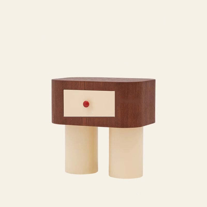 Nordic Rounded Engineered Wood Wood Nightstand 1-Drawer