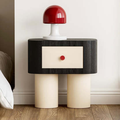 Nordic Rounded Engineered Wood Wood Nightstand 1-Drawer