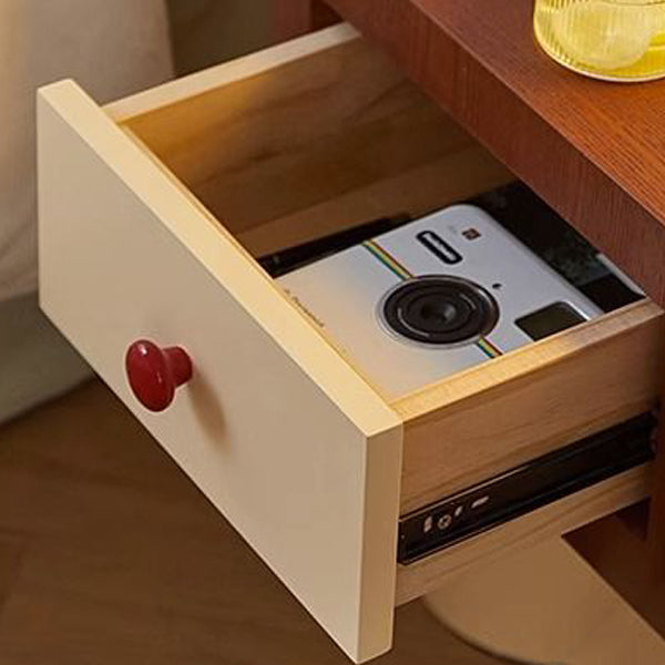 Nordic Rounded Engineered Wood Wood Nightstand 1-Drawer