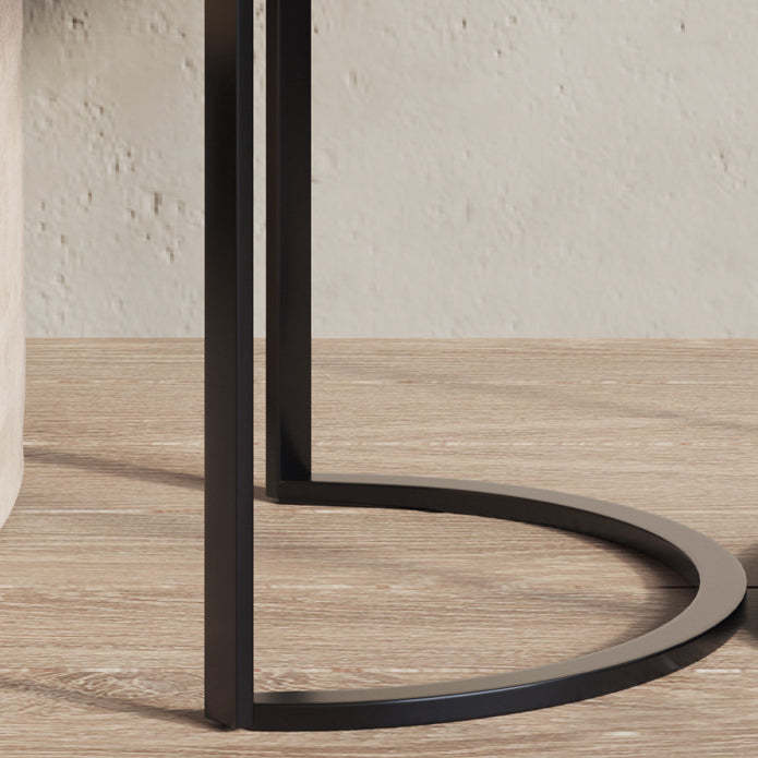 Nordic Wood Round Iron Nightstand 1-Drawer