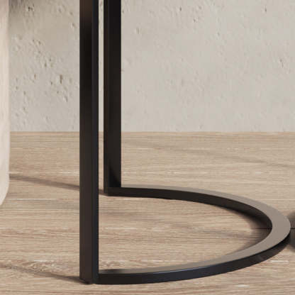 Nordic Wood Round Iron Nightstand 1-Drawer