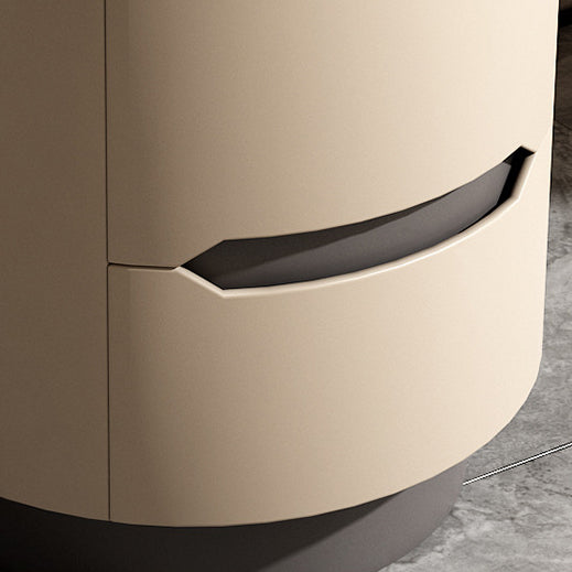 Nordic Wood Round Nightstand 2-Drawer Cabinet