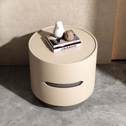 Nordic Wood Round Nightstand 2-Drawer Cabinet