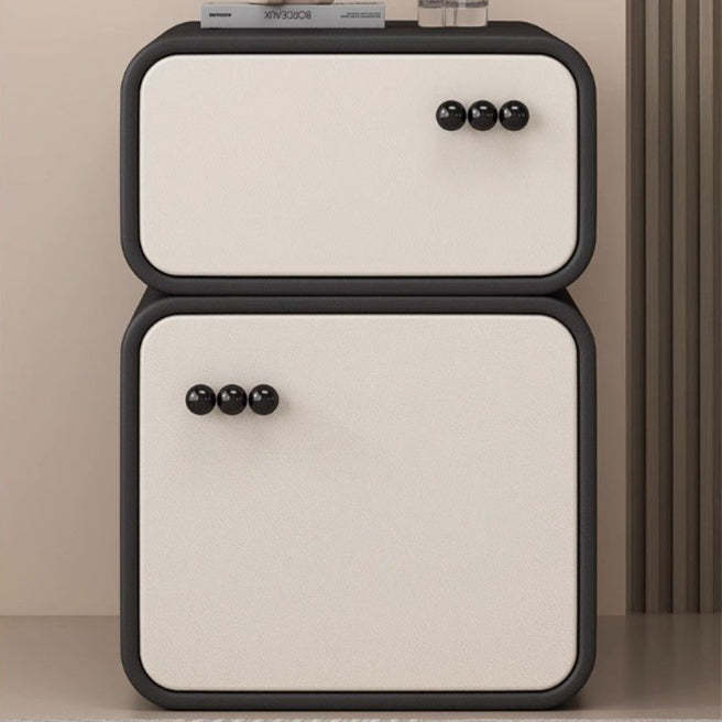 Scandinavian Solid Wood 2-Drawer Nightstand — Orange+Beige