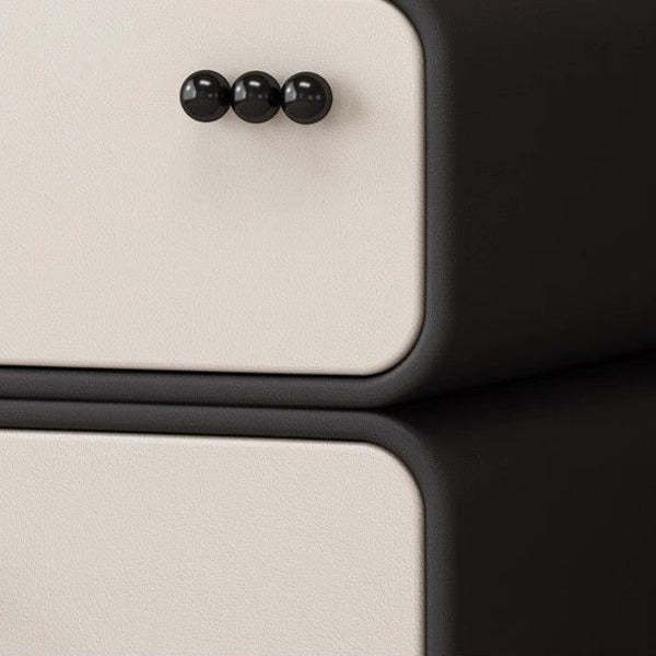 Scandinavian Solid Wood 2-Drawer Nightstand — Black+Beige