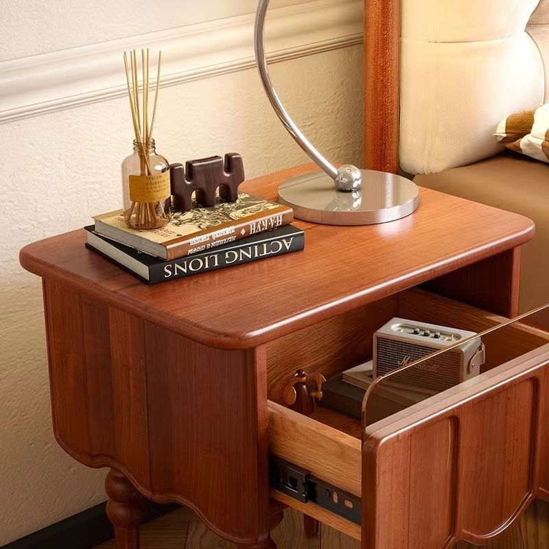 French Wood Nightstand Storage Drawer