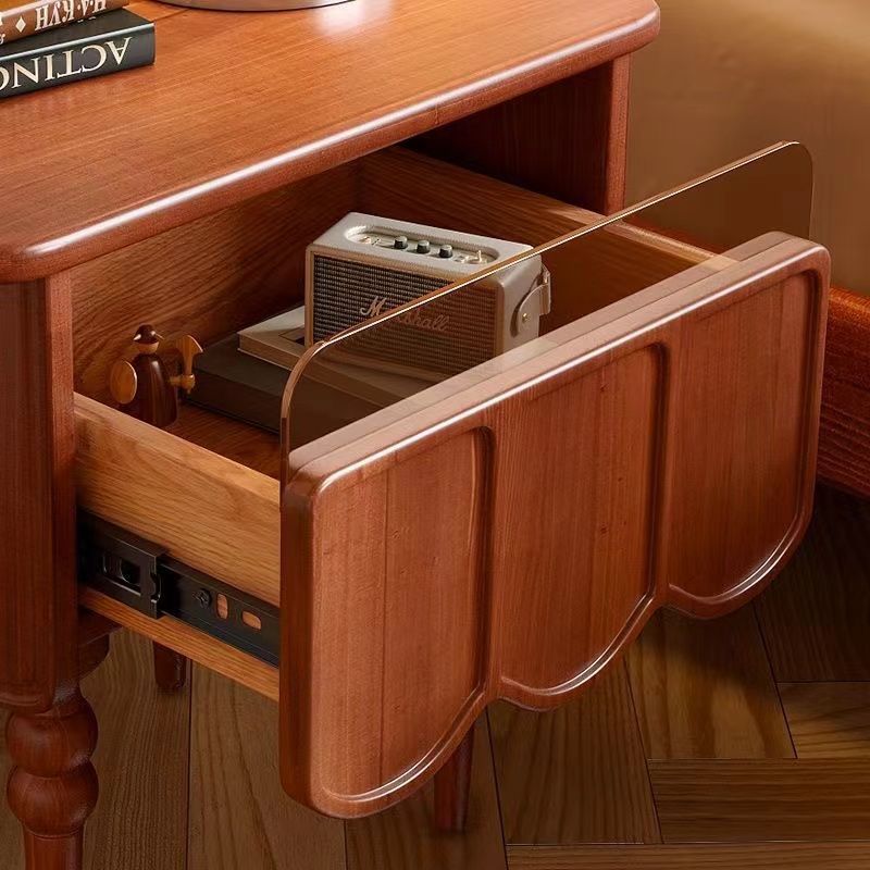 French Wood Nightstand Storage Drawer