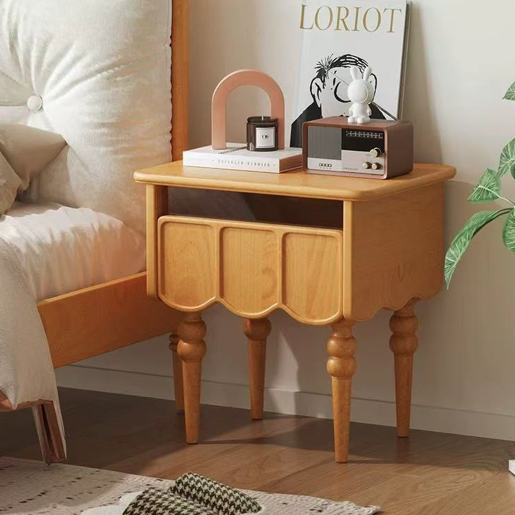 French Wood Nightstand Storage Drawer