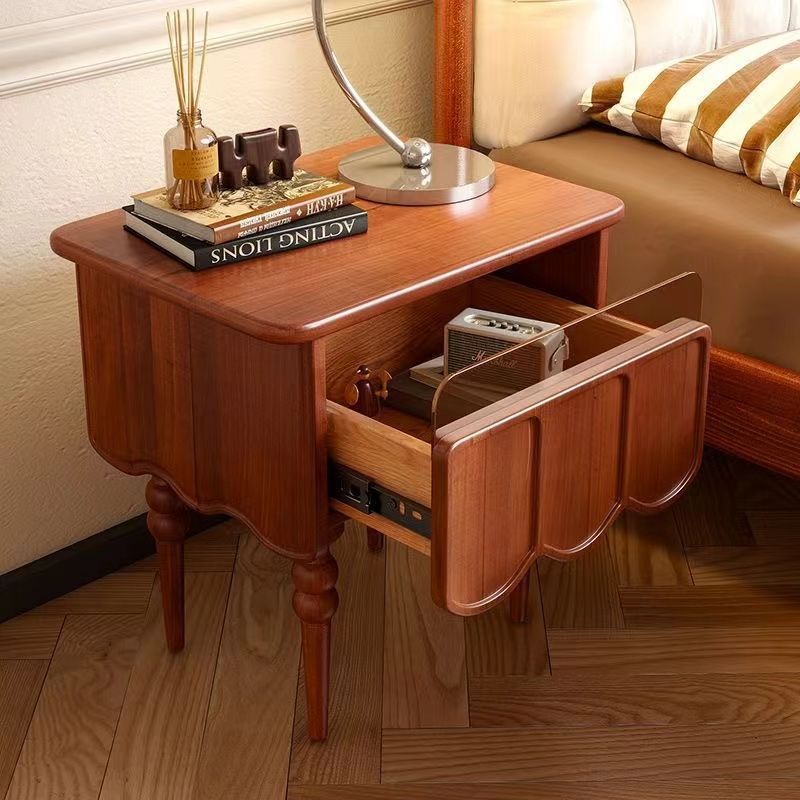 French Wood Nightstand Storage Drawer