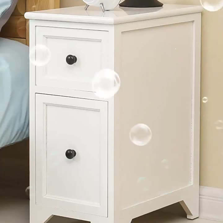 Japanese Ultra-Thin Solid Wood 2-Drawer Nightstand