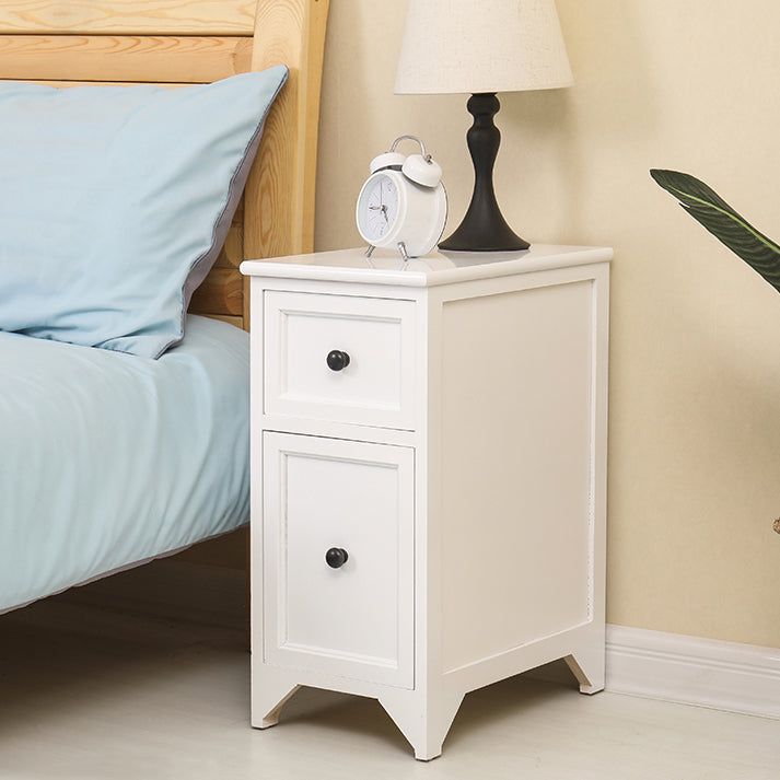 Japanese Ultra-Thin Solid Wood 2-Drawer Nightstand — Gray+White