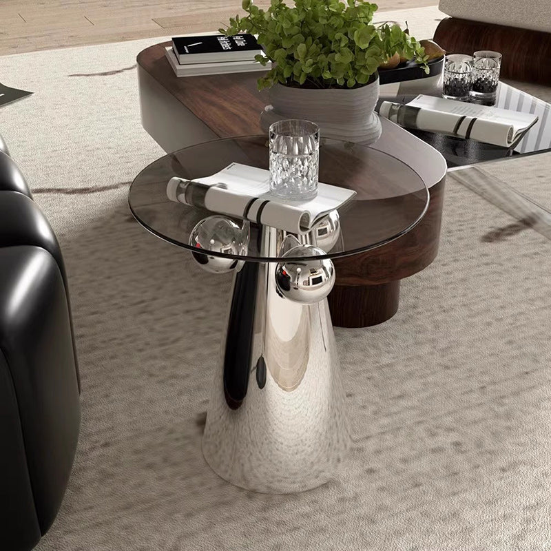 Nordic Geometric Glass Steel End Table