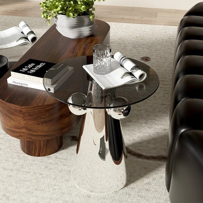 Nordic Geometric Glass Steel End Table