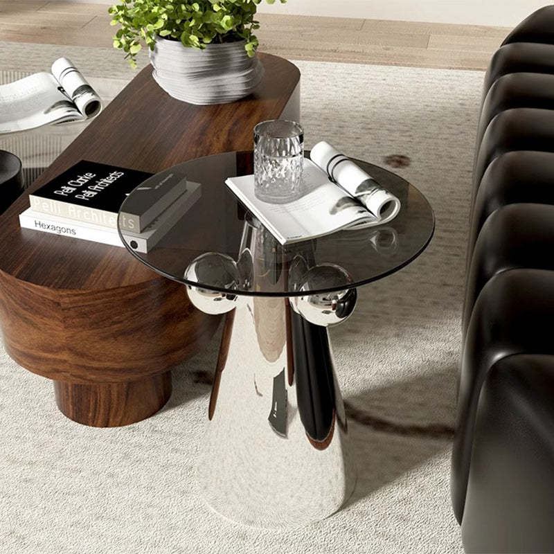 Nordic Geometric Glass Steel End Table