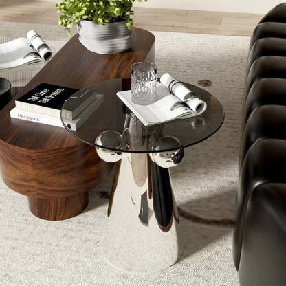 Nordic Geometric Glass Steel End Table
