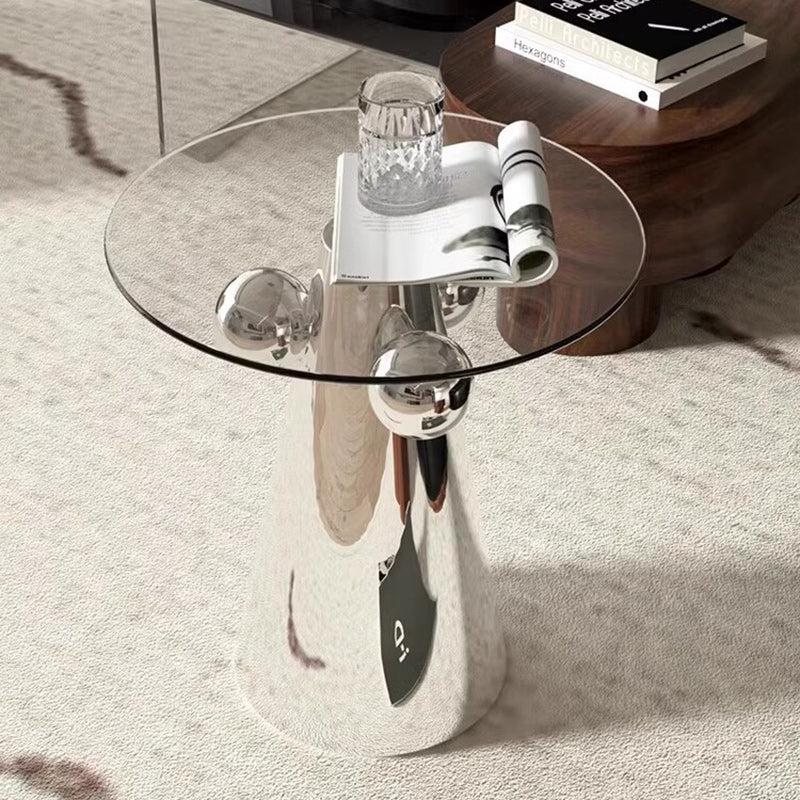 Nordic Geometric Glass Steel End Table