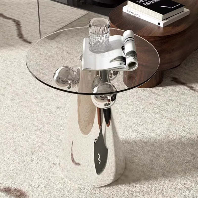 Nordic Geometric Glass Steel End Table